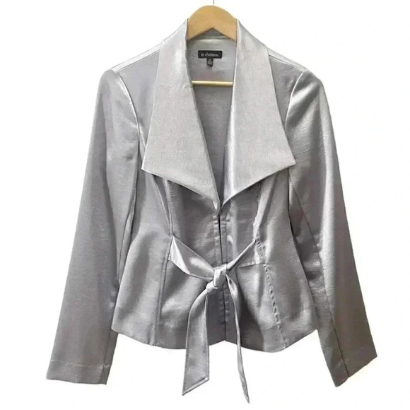 Le Chateau Silver Metallic Satin Blazer Sash  Belt Size Small - Picture 4 of 17